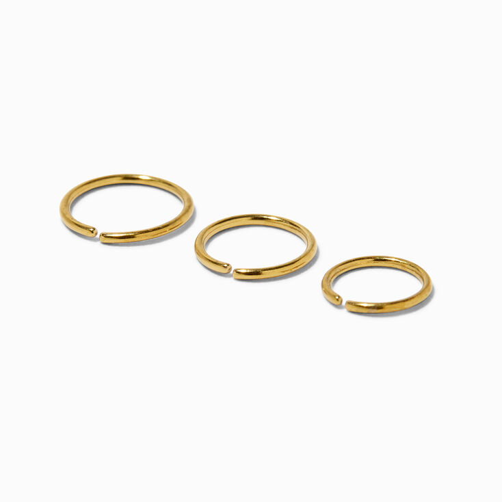 Gold 20G Mixed Nose Hoops - 3 Pack,