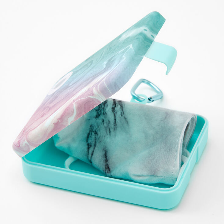 Pink &amp; Blue Tie Dye Face Mask Case - White,
