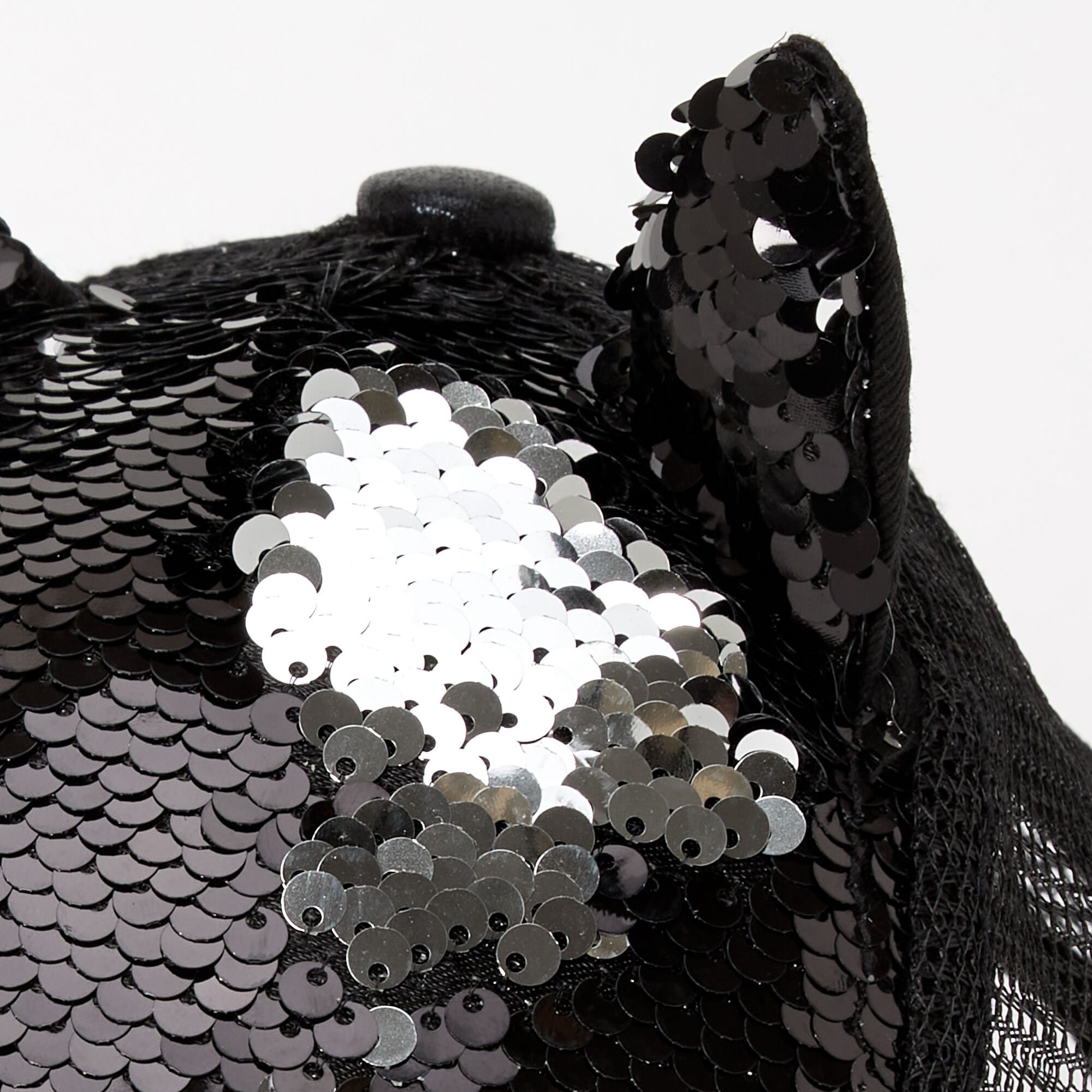 Sequin Cat Face Baseball Cap - Black,