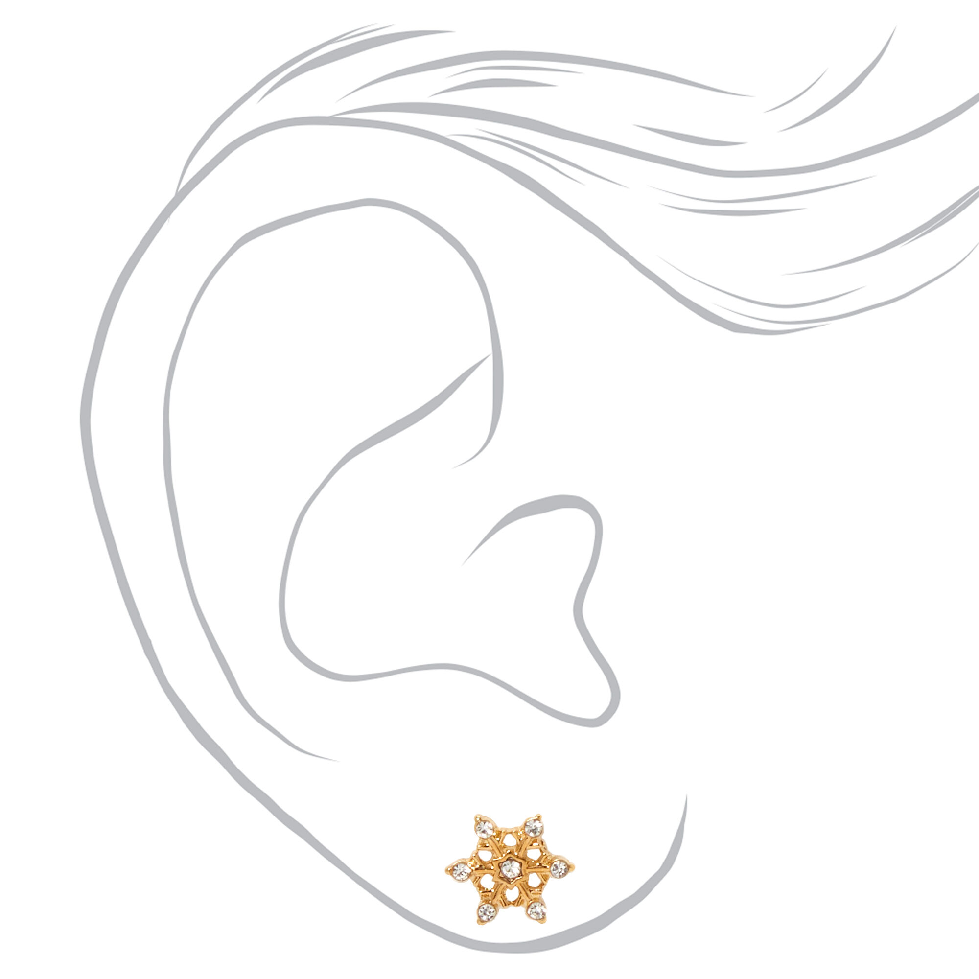 18kt Gold Plated Snowflake Stud Earrings,
