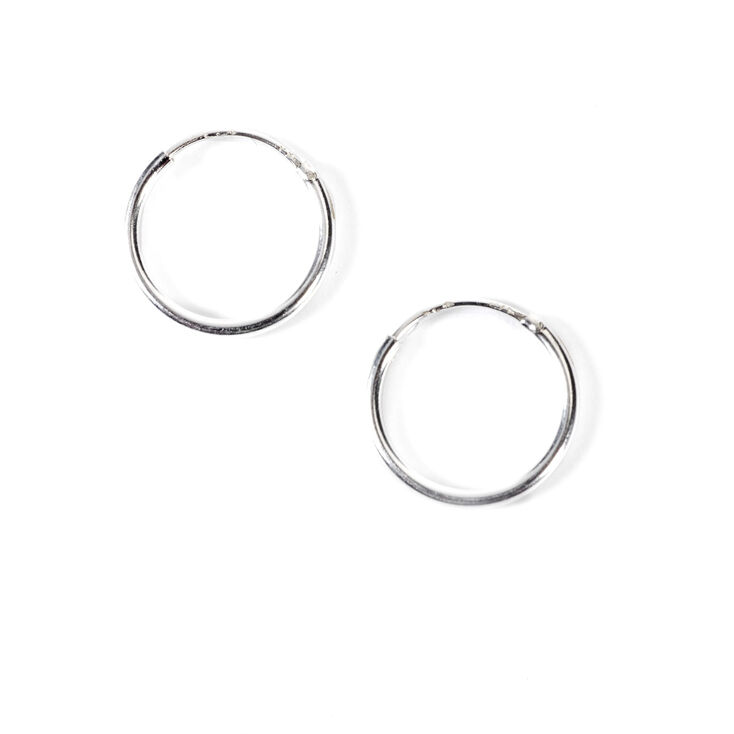 C LUXE by Claire&#39;s Sterling Silver 10MM Classic Hoop Earrings,