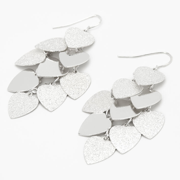 Claire's Pendantes en forme de cœur 6,5 cm couleur argentée