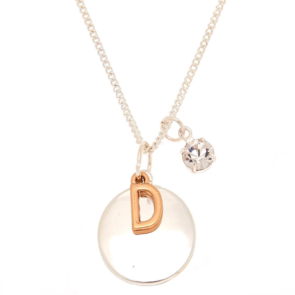 Collier à pendentif breloque en métaux mixtes initiale D,