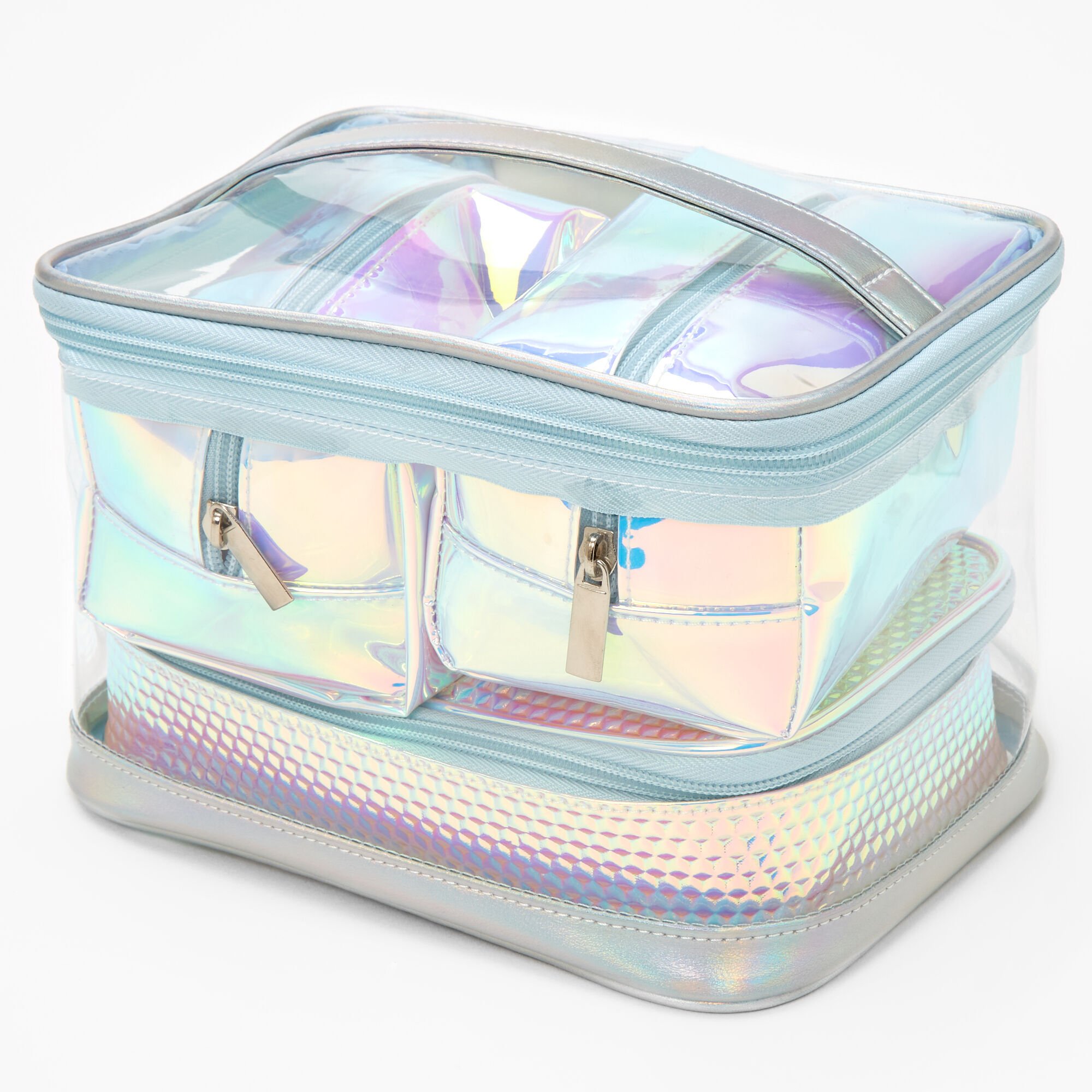 Silver Holographic 4-in-1 Makeup Cases - 4 Pack,