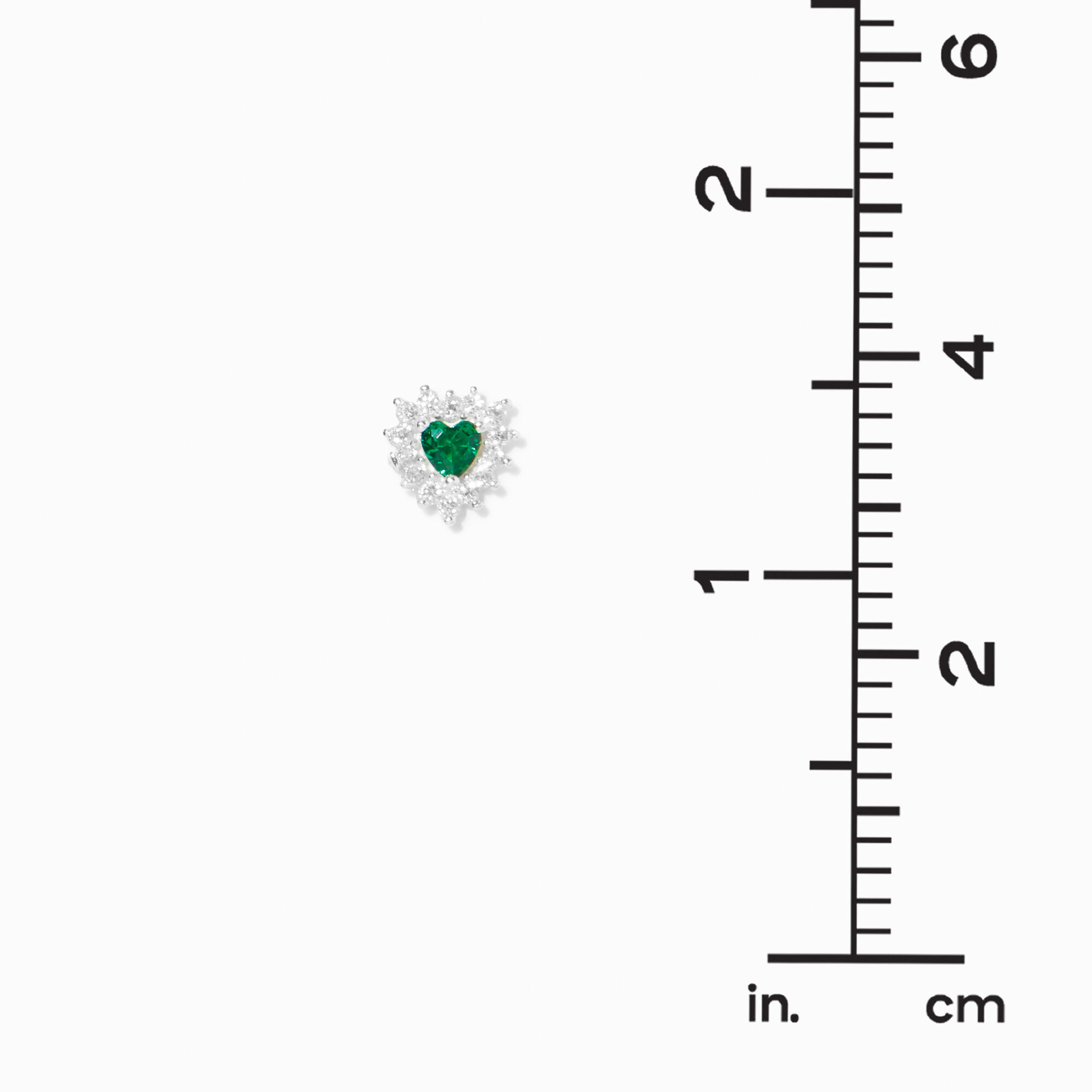 Sterling Silver Cubic Zirconia Emerald Heart Stud Earrings,