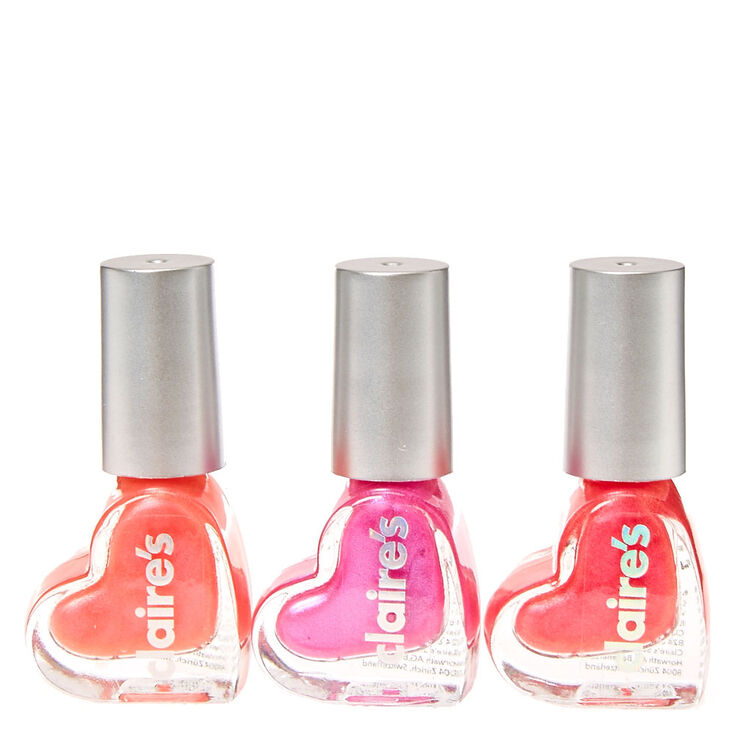 Lot de vernis &agrave; ongles &agrave; base d&#39;eau en forme de c&oelig;ur rose,