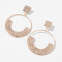 Rose Gold 2.5&quot; Crystal Pav&eacute; Smile Drop Earrings,