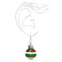 Silver 2&quot; Striped Ornament Drop Earrings,