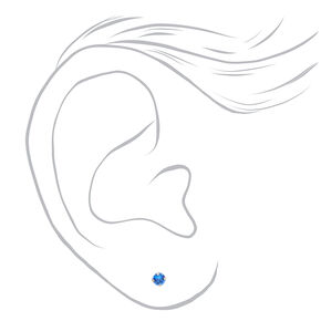 14kt White Gold 3mm September Crystal Sapphire Studs Ear Piercing Kit with Ear Care Solution,