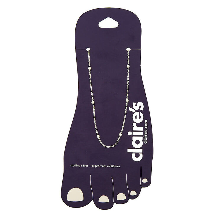Sterling Silver Beaded Anklet,