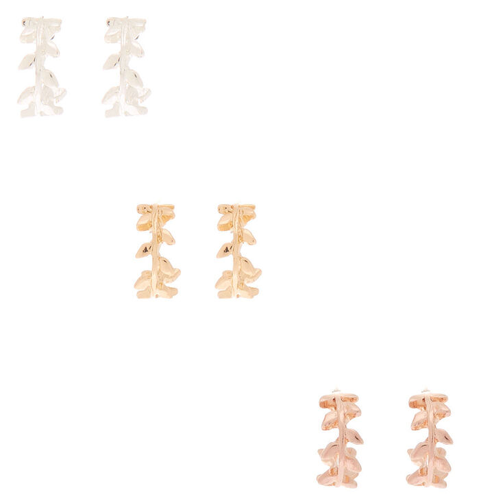 Claire's Lot de 3 paires de créoles vigne 10 mm en métaux mixtes
