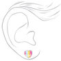 Silver Rainbow Ombre Mixed Stud Earrings - 9 Pack,
