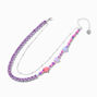 Purple Star Beaded Silver-tone Chain Multi-Strand Necklace,