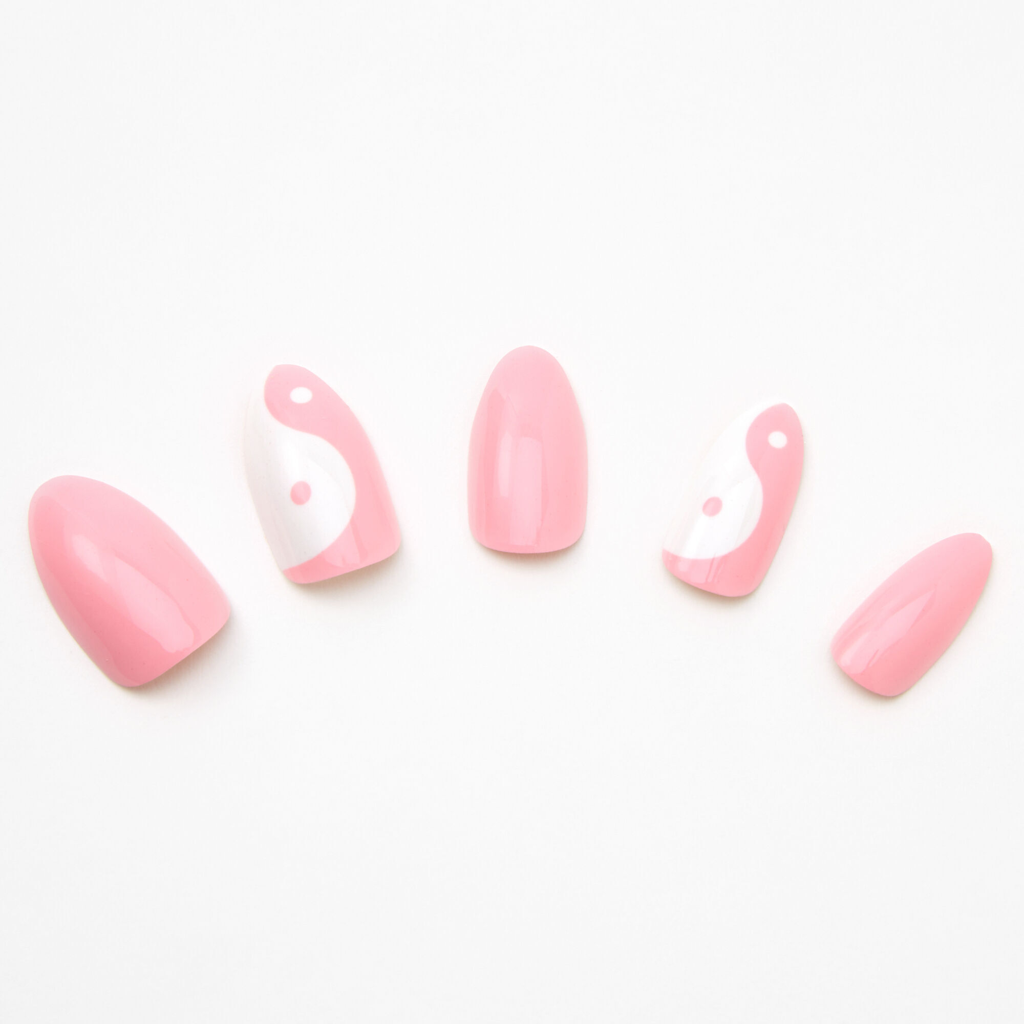 Pink Yin Yang Stiletto Faux Nail Set - 24 Pack,
