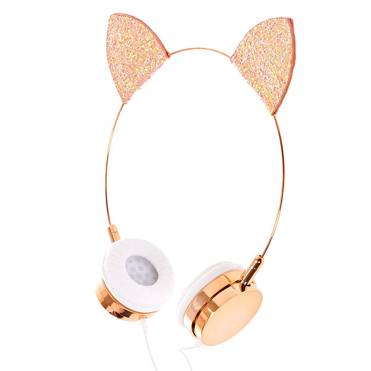 Rose Gold Cat Ear Headphones Claire S