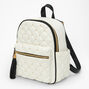 White Quilted Gold Studded Backpack,