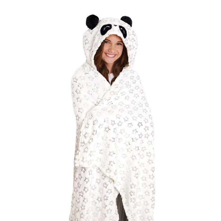 Panda Hooded Blanket - White,