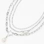Silver Star and Pearl Chain Multi Strand Necklace,
