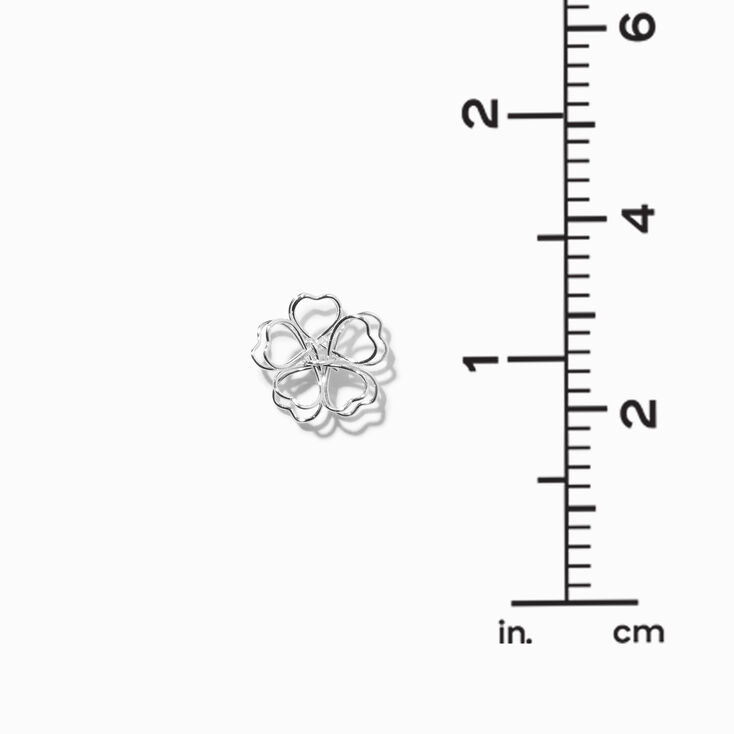 Silver-tone Wire Flower Stud Earrings,