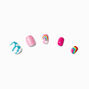 Rainbow Squiggle Coffin Press On Vegan Faux Nail Set - 24 Pack,