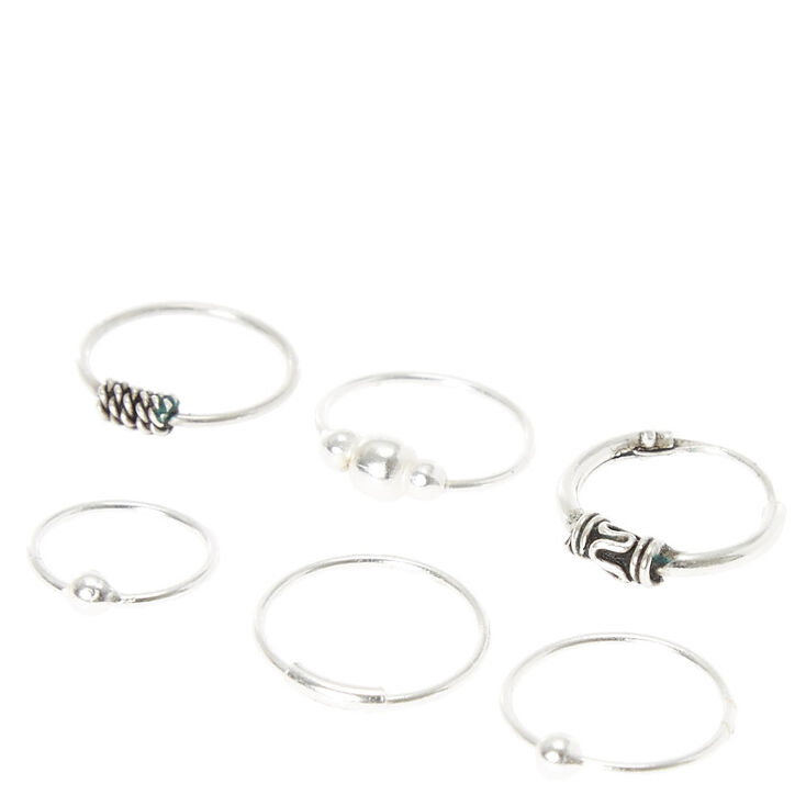 Sterling Silver Antique Nose Rings - 6 Pack,
