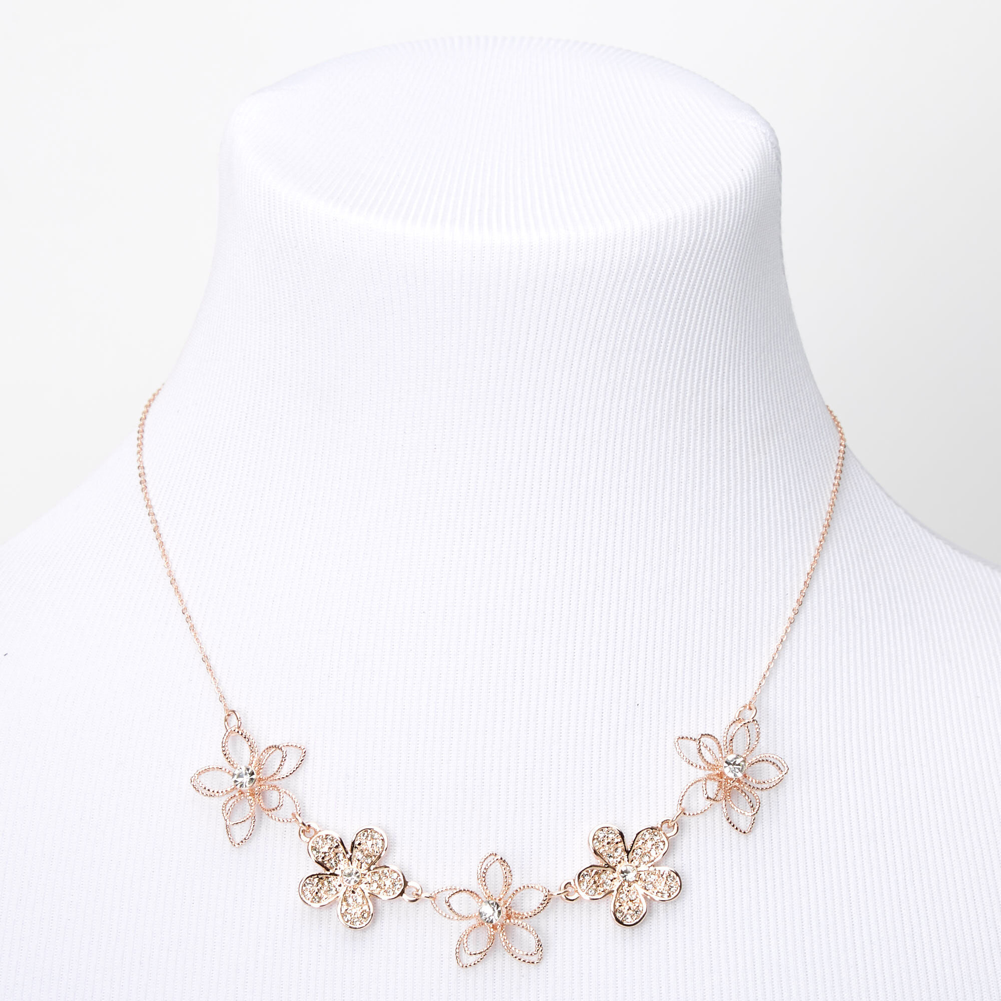 Rose Gold Wire Glitter Flower Jewelry Set - 2 Pack,