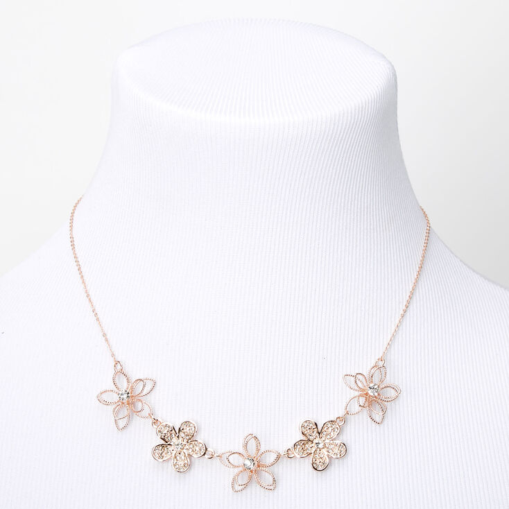 Rose Gold Wire Glitter Flower Jewelry Set - 2 Pack,