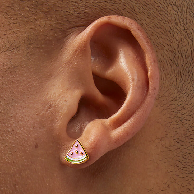 18k Gold Plated Watermelon Stud Earrings,