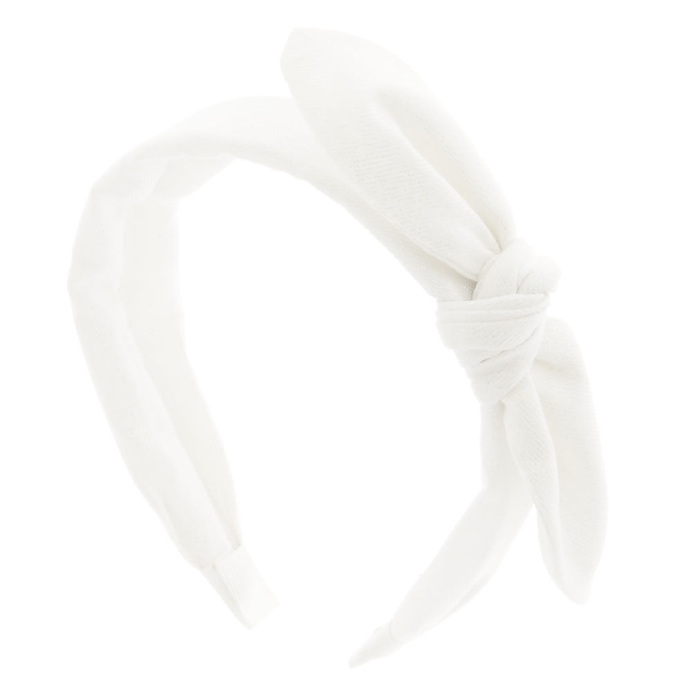 Glitter Bow Headband - White,