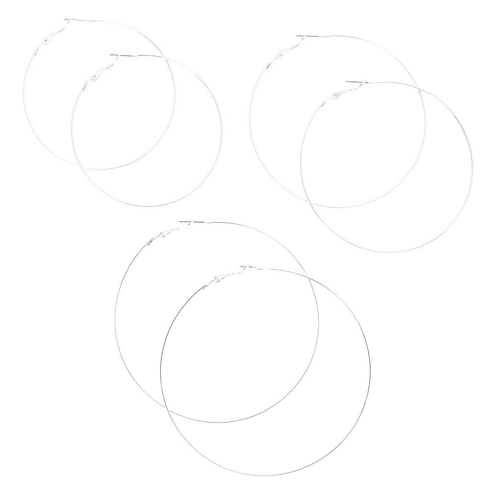 Silver Hoop Earring Set,