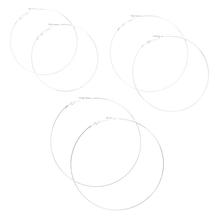 Silver Hoop Earring Set,