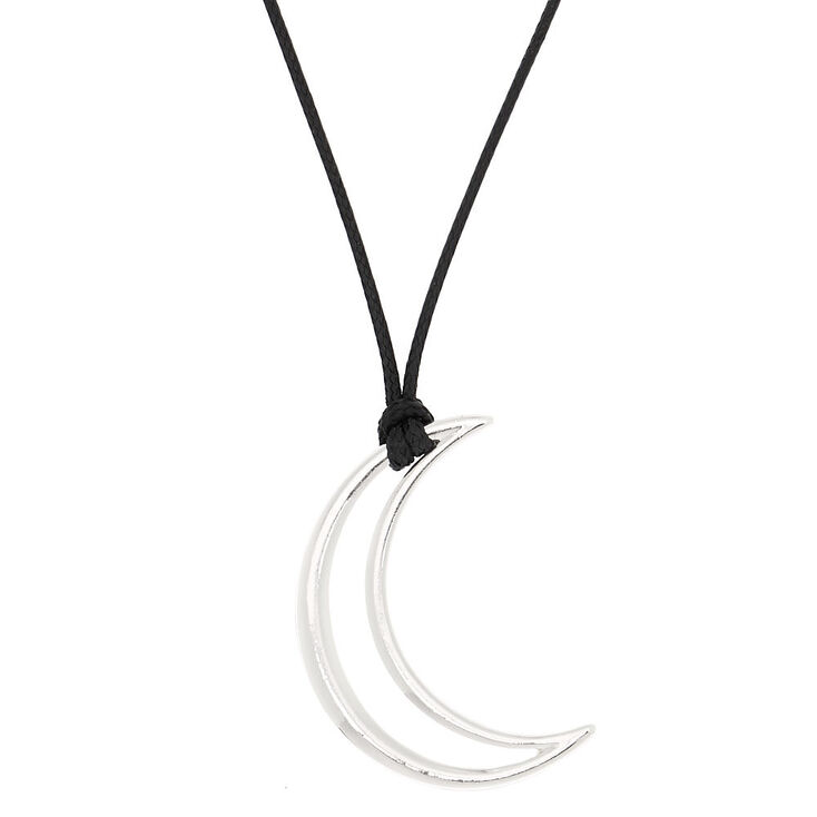 silver moon long pendant necklace claire s
