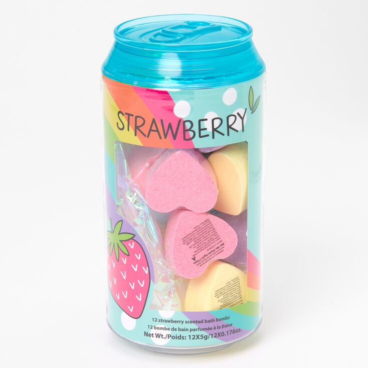 Strawberry Heart Soda Can Bath Bomb Set - 12 Pack,