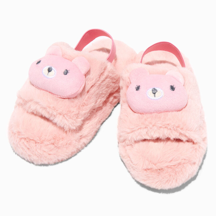 Claire&#39;s Club Sleepy Bear Pink Plush Slippers,