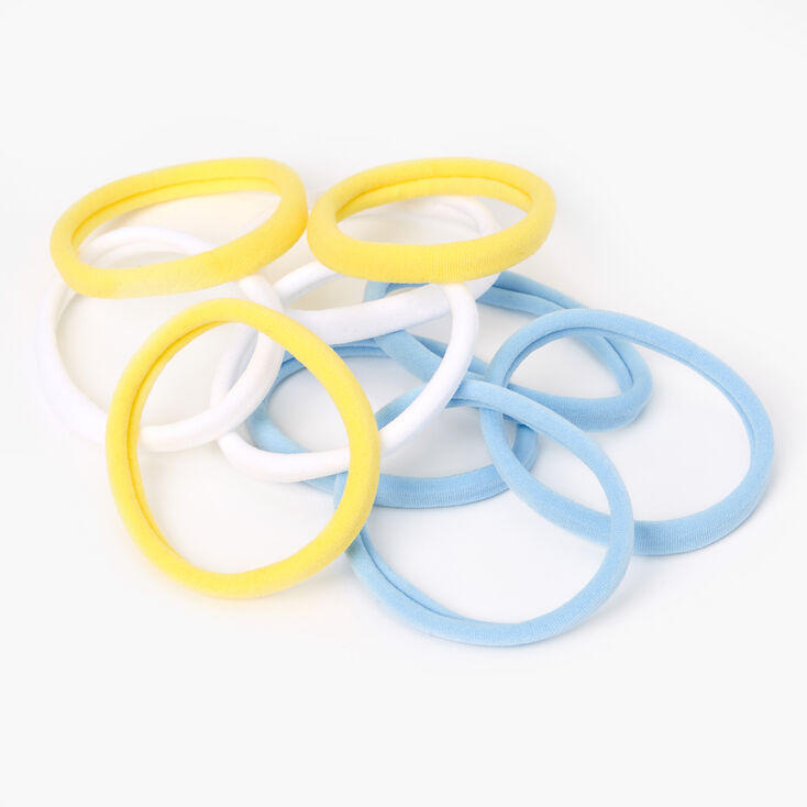 Blue, White, &amp; Yellow Rolled Hair Ties - 10 Pack,