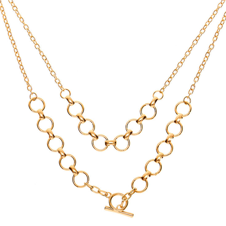 Gold Double Chain Link Choker Necklace,