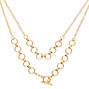 Gold Double Chain Link Choker Necklace,