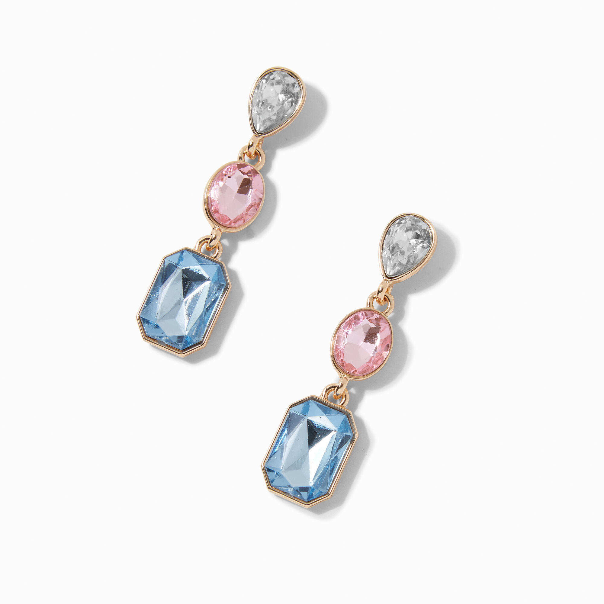 Gold-tone 1.75" Pastel Crystal Drop Earrings,