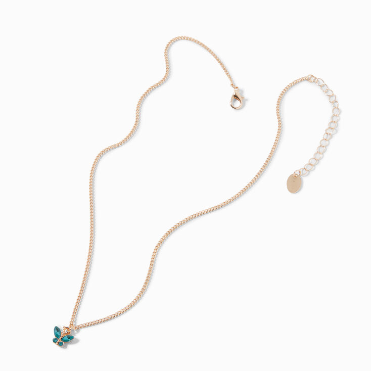Gold-tone Butterfly Birthstone Pendant Necklace - May | Claire's US