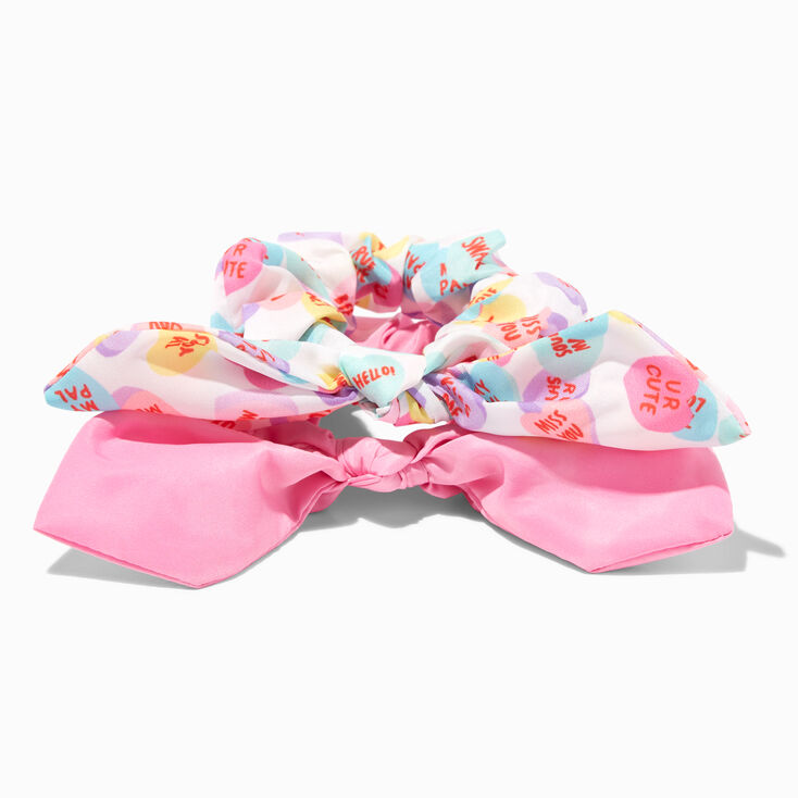 Valentine&#39;s Day Knotted Bow Hair Scrunchies - 2 Pack,