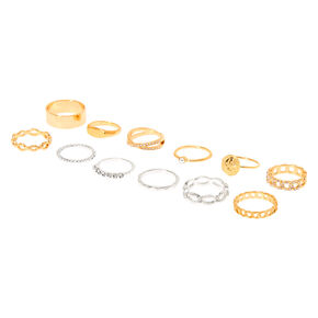 Mixed Metal Chain Rings - 10 Pack,