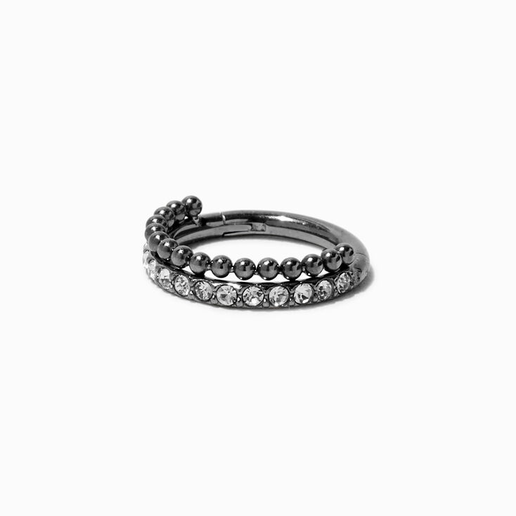 16G Silver-tone Titanium Crystals &amp; Balls Nose Hoop,