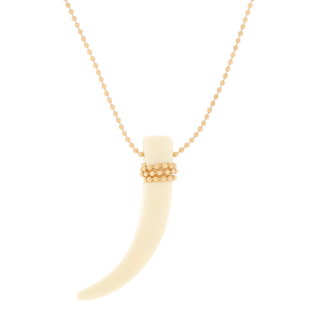 Gold Horn Long Pendant Necklace,