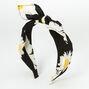 Black Floral Knotted Bow Headband,