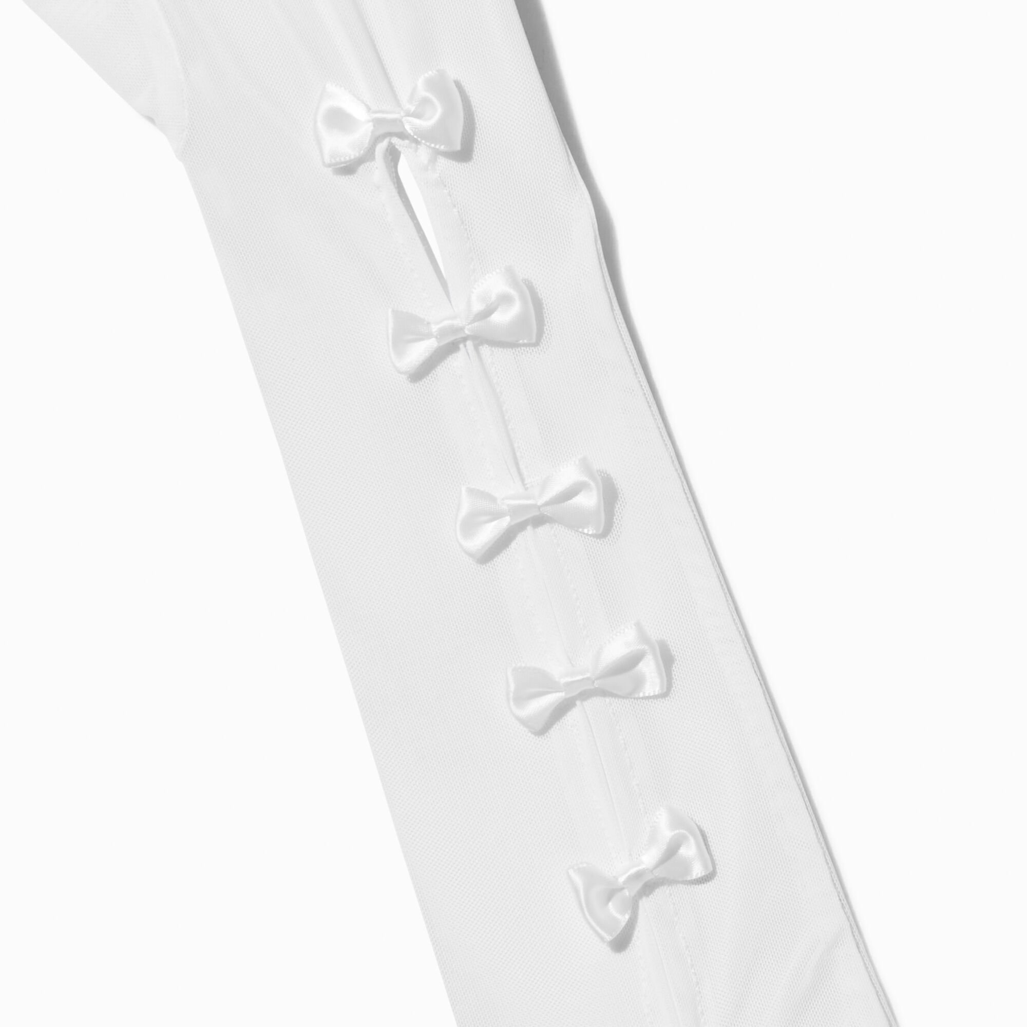 White Satin Bow Long Gloves,