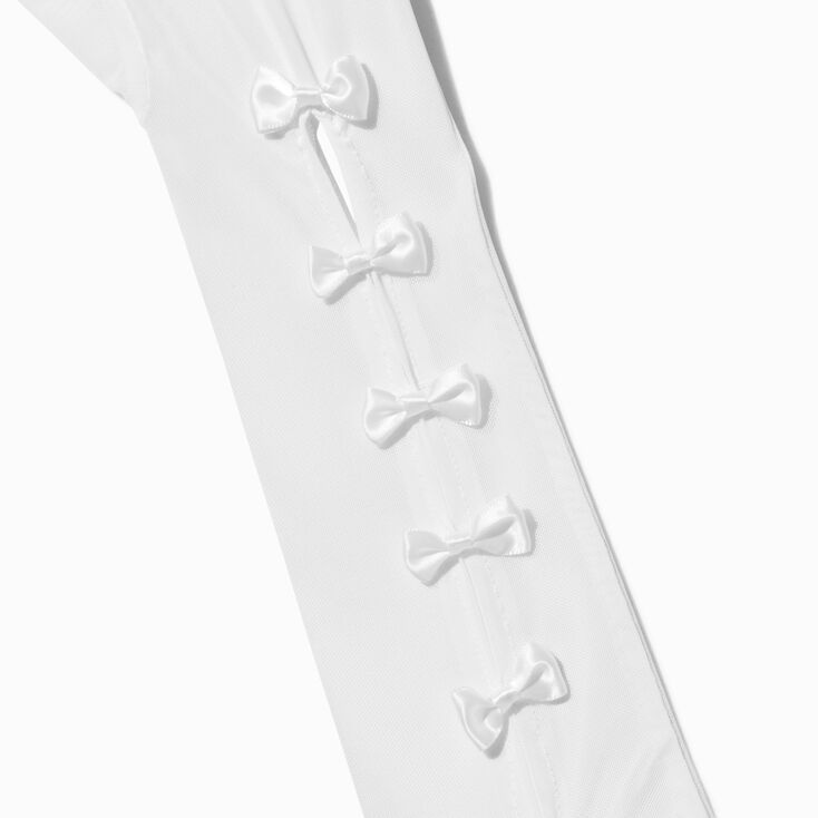 White Satin Bow Long Gloves,
