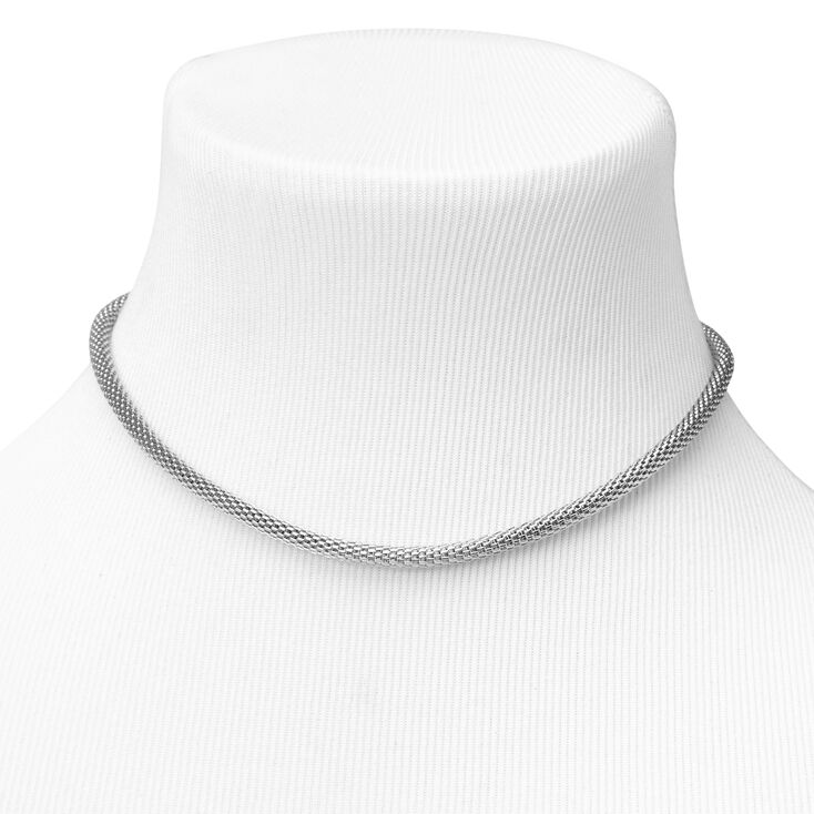 Silver 10&quot; Mesh Chain Choker,