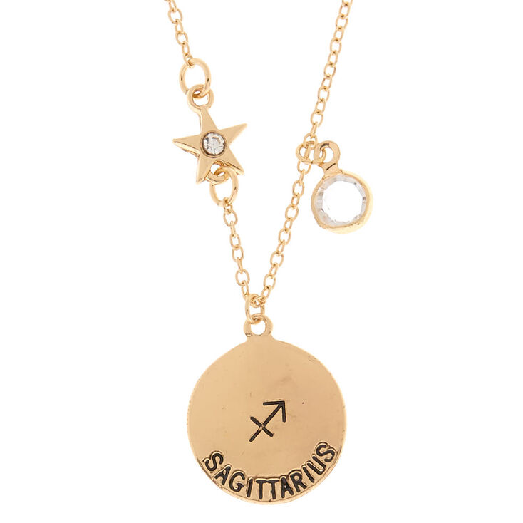 Gold Zodiac Pendant Necklace - Sagittarius,