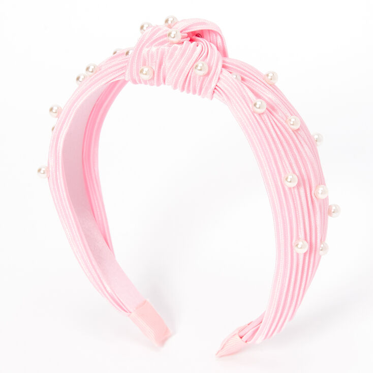 Claire&#39;s Club Pearl Pleated Knotted Headband - White,