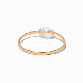 Clear Beaded Gold-tone Ring Stack - 2 Pack,
